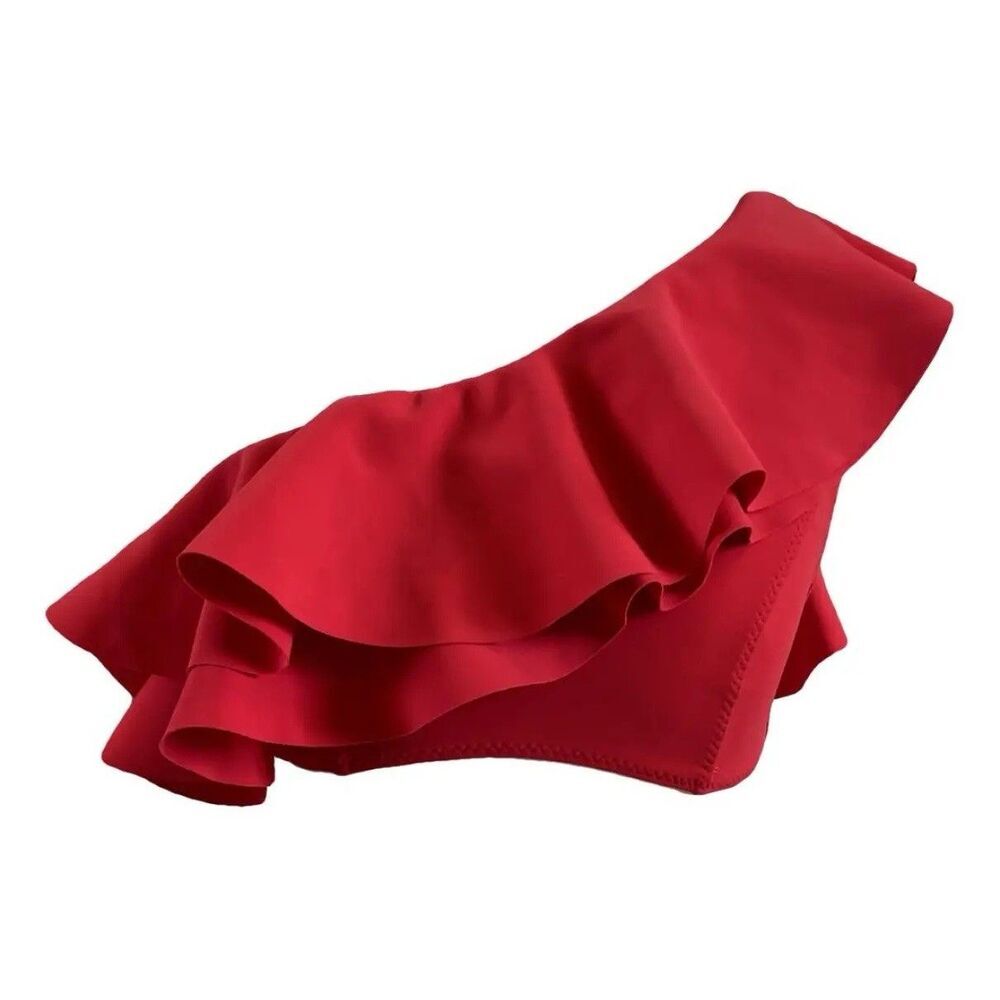 Lisa Marie Fernandez Women's Red Ruffled Bikini Top SIZE III  SMALL SEE MEASURE